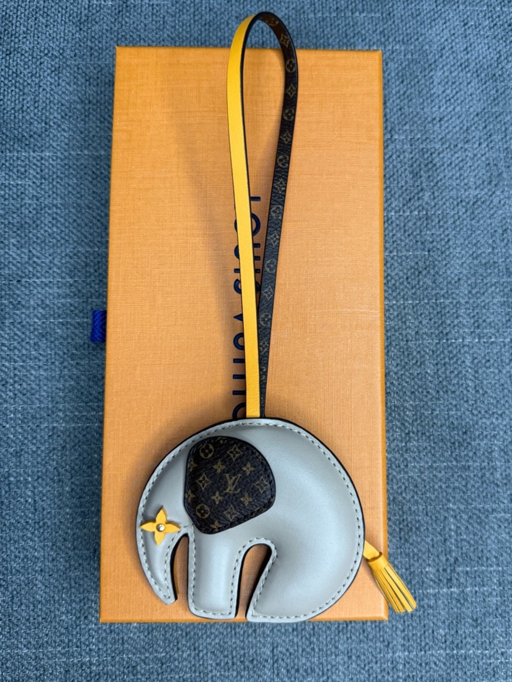 Louis Vuitton monogram elephant bag charm leather